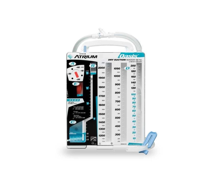 Thoraxdränage med sugkontroll & vattenlås /st