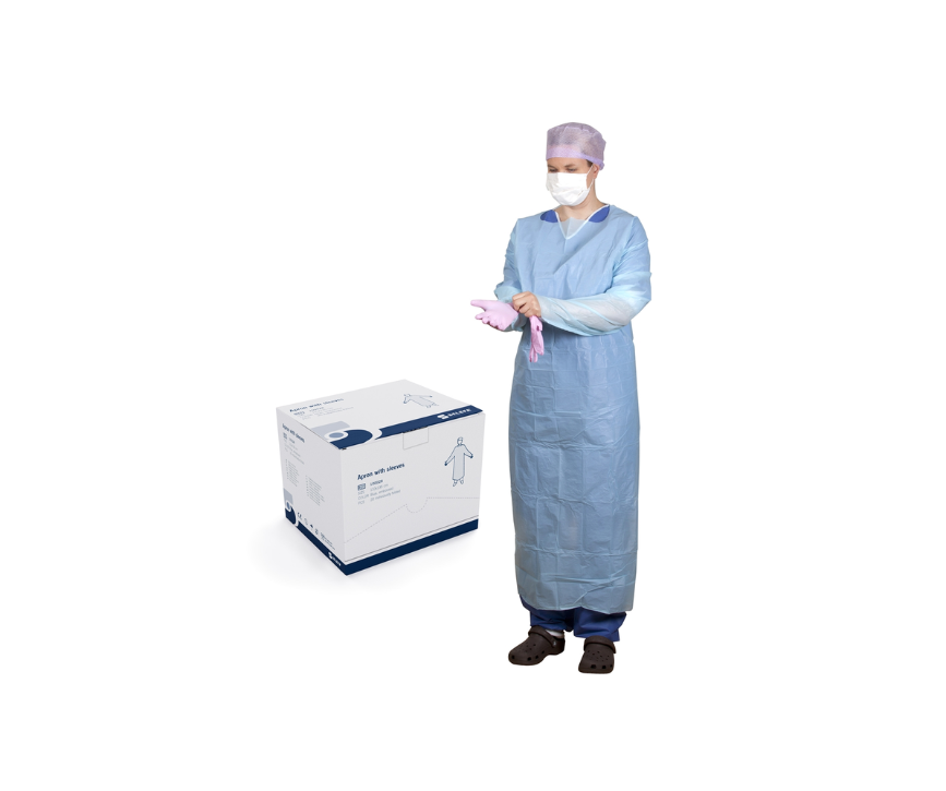 Engångsförkläde med lång ärm och tumhål /20st